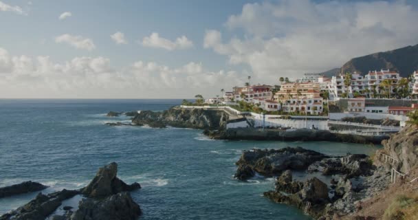 Tenerife Canary Island Puerto Santiago Playa Arena Вид Чорний Берег — стокове відео
