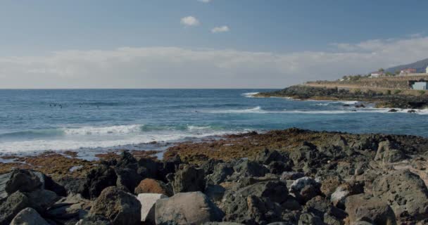Puerto Santiago Tenerife Punta Blanca Punta Juanita Best Place Surf — Stockvideo