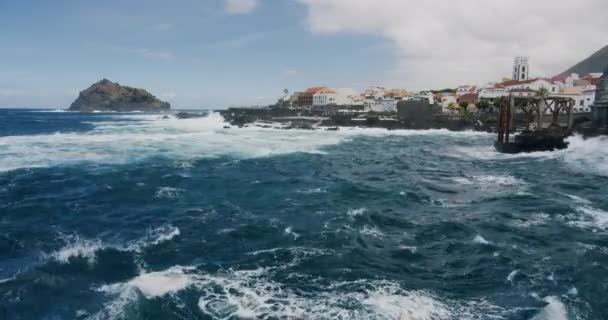 Garachico Kasabası Volkanik Kıyılar Tenerife Kanarya Adaları — Stok video