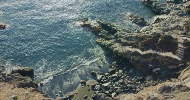 Wildnis Strand Entlang Der Vulkanischen Felsküste Auf Teneriffa Spanien Kanarische — Stockvideo
