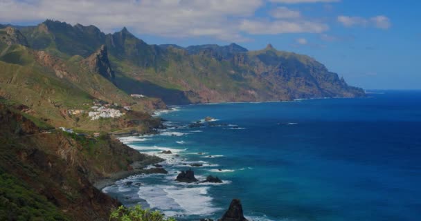 Northern Coast Tenerife Canary Islands Spectacular View Rocky Coast Village — Stok video