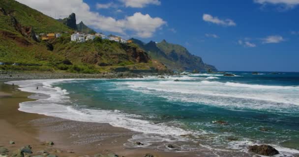 Rocky Coast Almaciga Beach Tenerife Canaries Spain Scenic View Sunny — Stok video