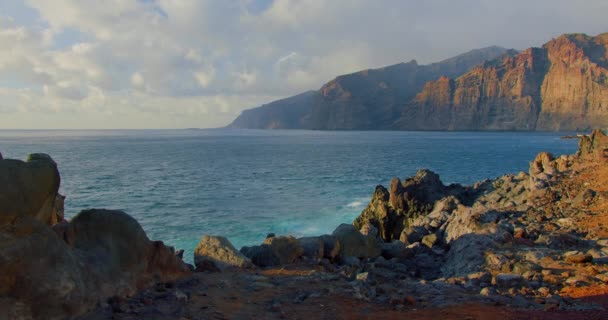 Beautiful View Los Gigantes Beach Sunset Tenerife Canary Islands Spain — 图库视频影像