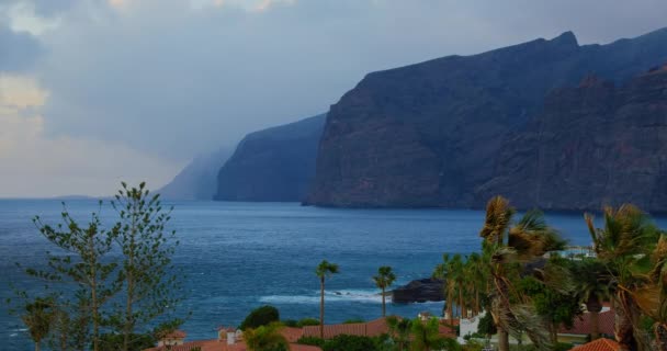 Canary Islands Tenerife Mountain Resort Town Many Hotels Palm Trees — 비디오