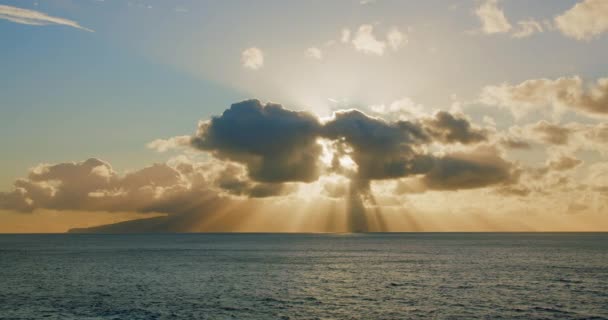 Bright Sun Light Ray Sunbeam Shining Colorful Dark Cumulus Cloud — Stock Video