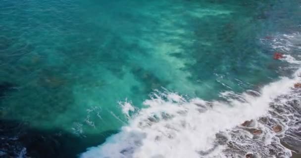 Beautiful Big Blue Ocean Waves Top View Sea Azure Clean — Stockvideo