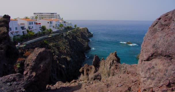 Acantilado Los Gigantes Waterfront Ocean Coast Town Puerto Santiago Tenerife — Video