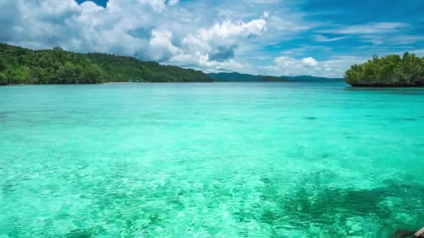 Beautiful Blue Lagoon Pure Clear Water Rainy Clouds Background Gam — Wideo stockowe