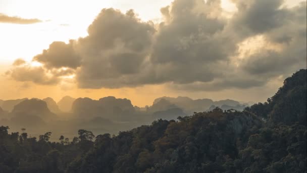 Hermosas Vistas Provincia Krabi Cima Montaña Cueva Del Tigre Noche — Vídeos de Stock