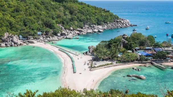 Playa Con Turista Que Llega Hamaca Isla Koh Nangyuan Día — Vídeo de stock