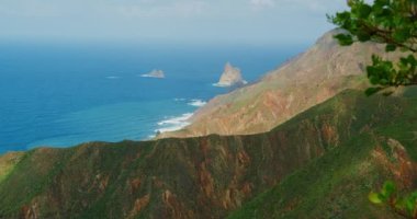 Nice mountain and sea view. Atlantic ocean in nothern Tenerife, Anaga National park. Canary Islands, Spain. Nobody.