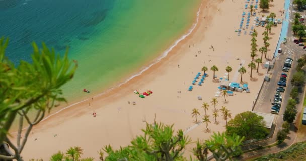 Melhor Praia Mundo Vista Costa Tenerife Ondas Oceânicas Cair Praia — Vídeo de Stock