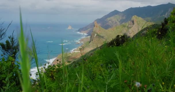 Anaga Rural Park Mountain Range North Tenerife Ocean Canary Islands — Vídeo de Stock