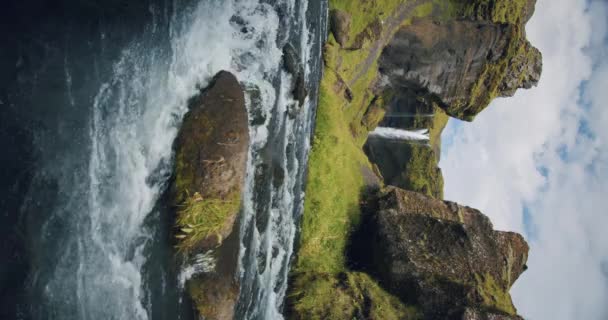 Cachoeira Kvernufoss Sul Islândia Anel Dourado Beleza Conceito Natureza — Vídeo de Stock