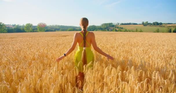 Ritratto Giovane Fantasia Felice Bionda Donna Principessa Corre Passeggiate Nella — Video Stock