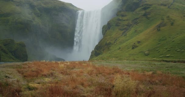 Najbardziej Znany Piękny Wodospad Skogafoss Islandii — Wideo stockowe