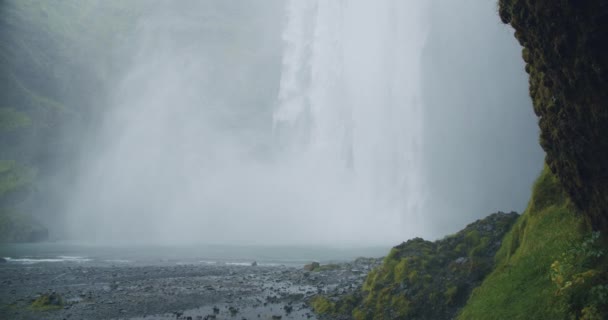 Beroemdste Mooiste Skogafoss Waterval Van Ijsland — Stockvideo