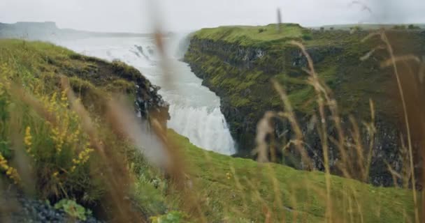 Geweldige Gullfoss Waterval Ijsland Gelegen Gouden Cirkel — Stockvideo