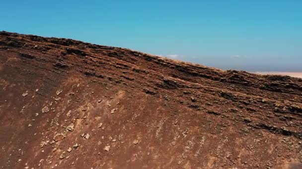 Spektakuläre Luftaufnahme Erhaltenen Vulkankrater Calderon Hondo Auf Fuerteventura Kanaren Spanien — Stockvideo