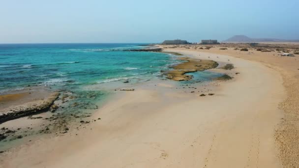 Grandes Playas Corralejo Wunderschönes Türkisfarbenes Meerwasser Und Weißer Sand Transparente — Stockvideo