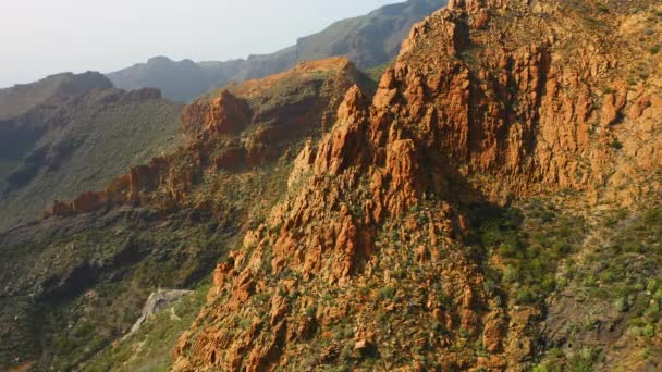 Olhar Mais Atento Das Cadeias Montanhosas Rochosas Ilha Tenerife Canárias — Vídeo de Stock