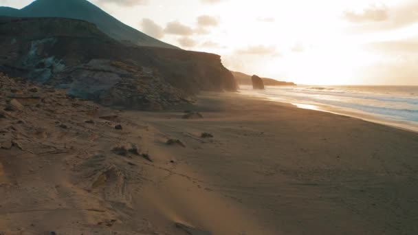 Piaszczysta Plaża Cofete Raj Wyspa Fuerteventura Kanarek Hiszpania Złota Pusta — Wideo stockowe