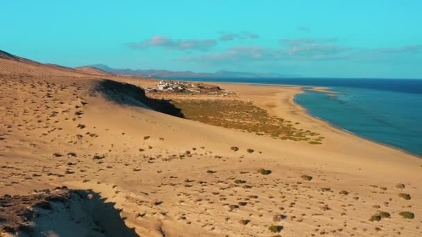Dünen Aus Der Luft Der Wüste Strand Costa Calma Fuerteventura — Stockvideo
