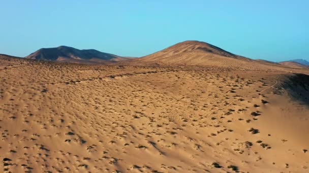 Luftaufnahme Über Die Sandwüste Und Die Massiven Felsformationen Sanddünen Der — Stockvideo