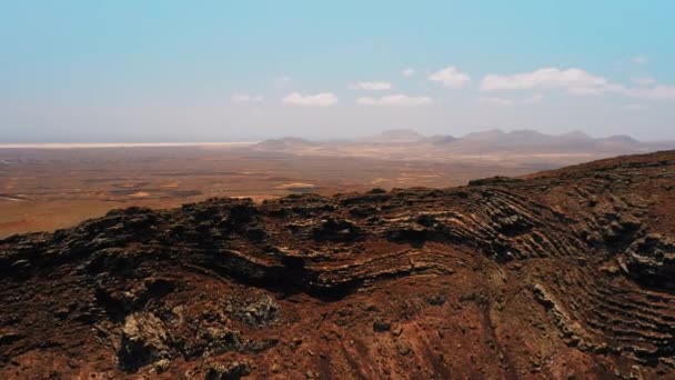 Látványos Légi Kilátás Megőrzött Vulkán Kráter Calderon Hondo Fuerteventura Kanári — Stock videók
