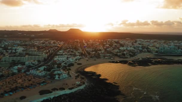 Veduta Aerea Della Città Corralejo Fuerteventura Isole Canarie Spagna Paesaggio — Video Stock