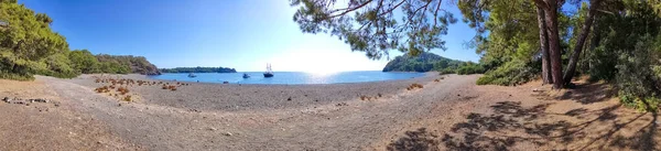 Antik Lycian Şehri Phaselis Teki Taş Plajı Manzarası Tarihi Bir — Stok fotoğraf