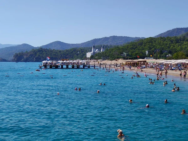 Tekirova Antalya Turkey May 2021 Deck Chairs Beach Umbrellas Loungers — Stock Photo, Image