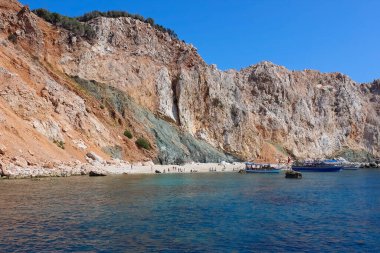 Antalya, Türkiye - Türkiye 'ye yat turu Maldivler Suluada, Adrasan' daki ünlü mavi denizde.