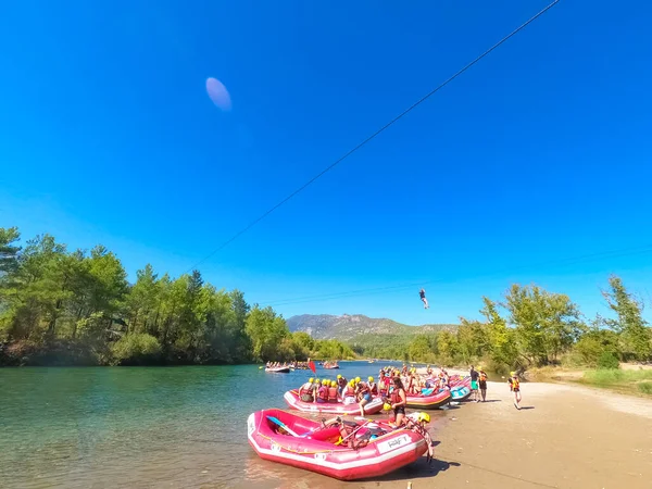 Koprulu Canyon Antalya Turquía Septiembre 2021 Gente Divierte Haciendo Rafting — Foto de Stock
