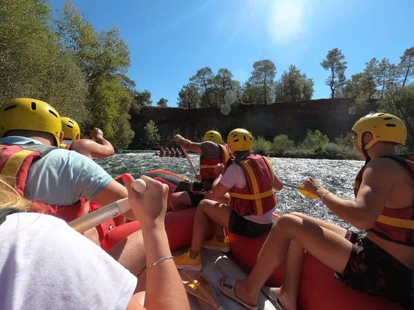 Water rafting on the rapids of river Manavgat in Koprulu Canyon, Turkey. — Stock Photo, Image