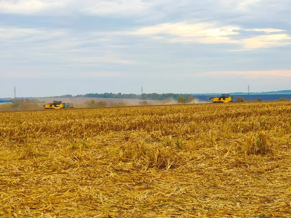 Harvest Combain Machinery Autumn Field — Stock Photo, Image