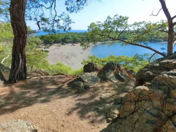 Vue Sur Plage Pierre Emplacement Ancienne Ville Lycienne Phaselis Site — Photo