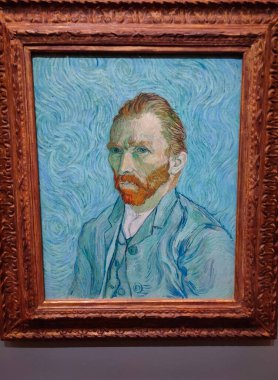 Paris, Fransa - 30 Aralık 2021: Paris, Fransa 'daki d' Orsay Müzesinde Vincent van Gogh 'un oto portresi.