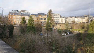 Lüksemburg 'un eski bir kasabası, UNESCO Dünya Mirası Alanı, antik şehir duvarları