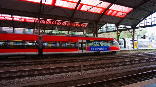 Aachen Niemcy Stycznia 2022 Pociąg Bayerisches Regiobahn Zatrzymuje Się Stacji — Zdjęcie stockowe