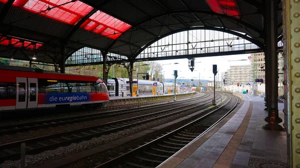 Aachen Niemcy Stycznia 2022 Pociąg Bayerisches Regiobahn Zatrzymuje Się Stacji — Zdjęcie stockowe