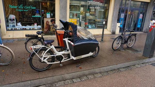 Estrasburgo Alsácia França Dezembro 2021 Encerramento Bicicleta Cidade Alugada Estação — Fotografia de Stock