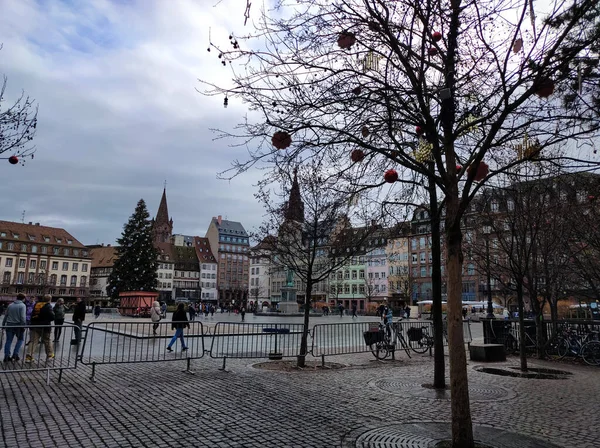 Strasbourg Alsace France December 2021 People Going Place Kleber Central — Stock Photo, Image