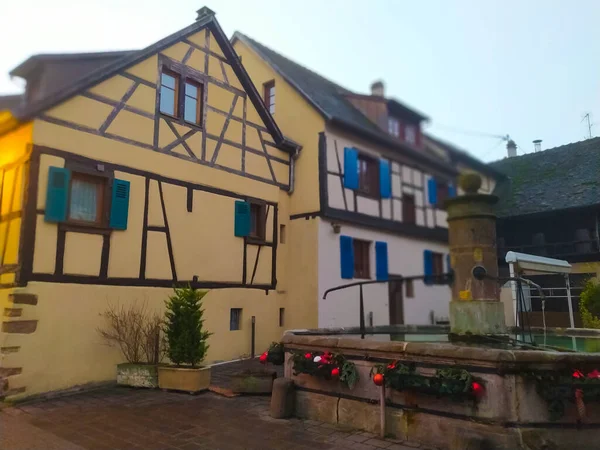Morning Scene Eguisheim Een Traditioneel Dorp Elzas Wijnstreek Van Frankrijk — Stockfoto