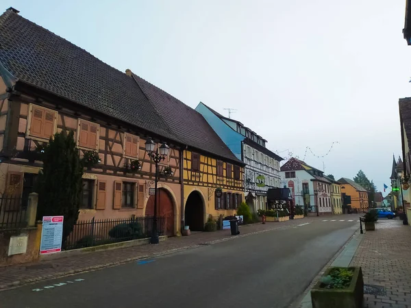 Eguisheim Alsasko Francie Prosince 2021 Ranní Scéna Eguisheimu Tradiční Vesnici — Stock fotografie