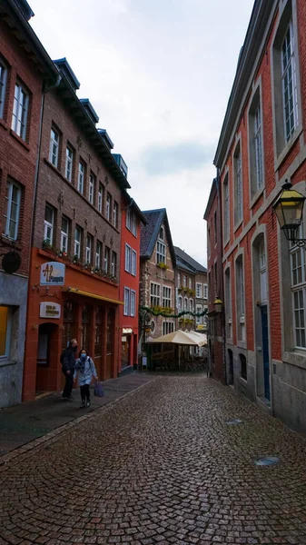 Aachen Tyskland Januari 2022 Människor Väg Till Gamla Stan Aachen — Stockfoto