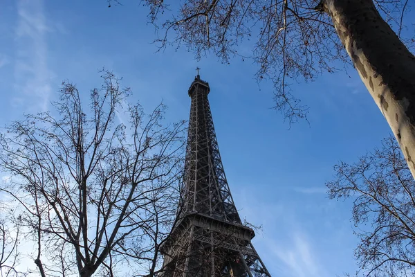 Eiffeltornet Tour Paris Frankrike Skyline Och Blå Himmel — Stockfoto