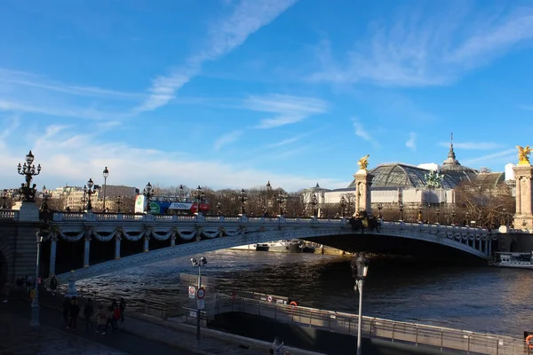 Paris France January 2022 Bridge Alexandre Iii Bridge Spanning River — Stock Photo, Image