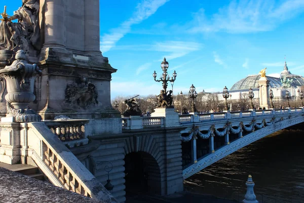 Paris France January 2022 Bridge Alexandre Iii Bridge Spanning River — Stock Photo, Image