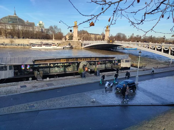 Paris Fransa Ocak 2022 Alexandre Köprüsü Seine Nehri Kapsıyor Süslü — Stok fotoğraf